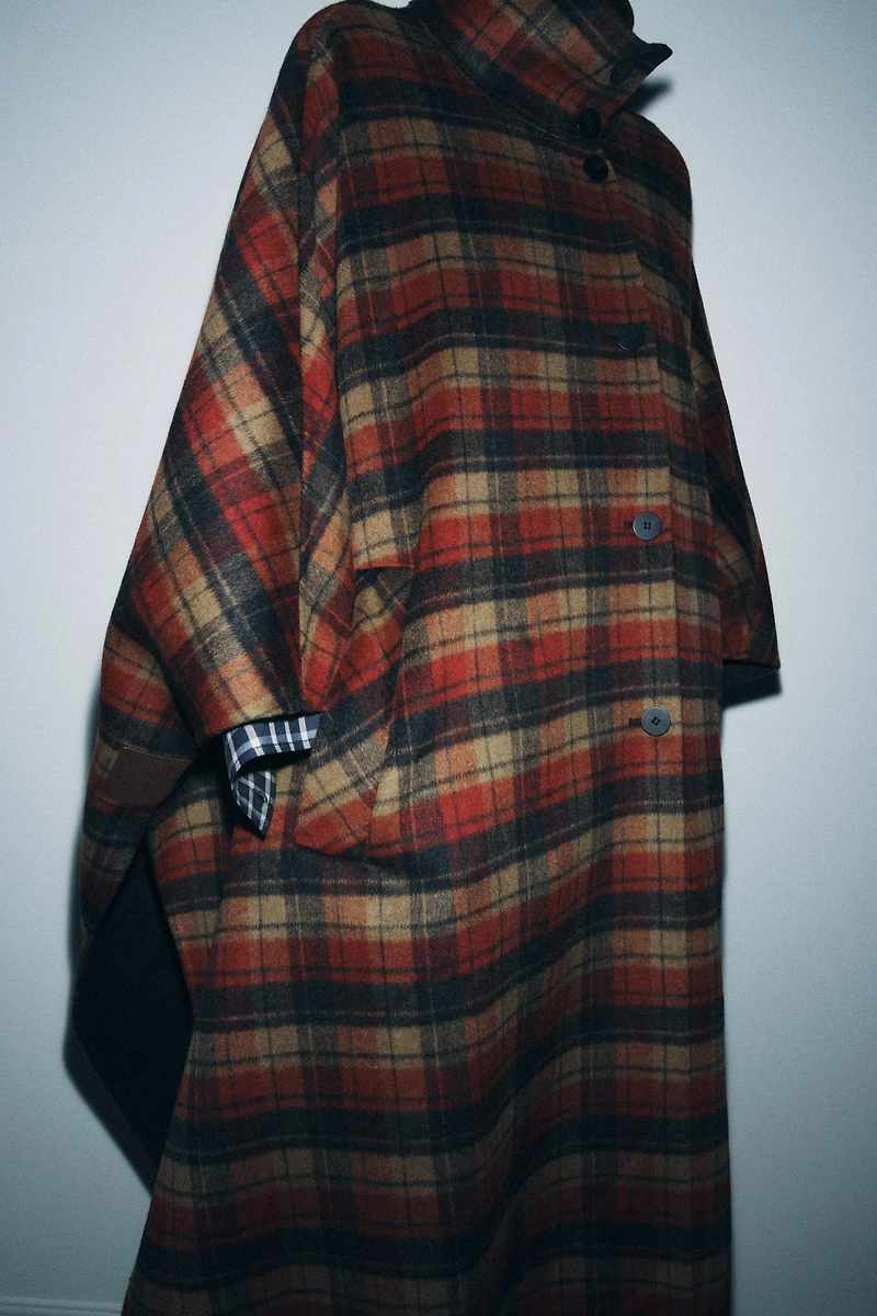 PLAID WOOL CAPE ZW COLLECTION LIMITED EDITION