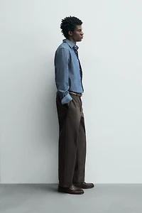 TEXTURED STRAIGHT FIT PANTS