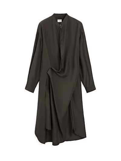 100% silk midi dress with fastening detail - STUDIO