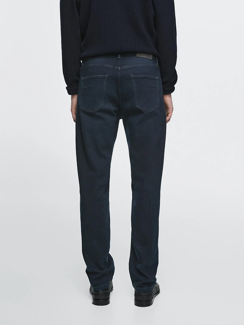 Slim fit denim-effect trousers