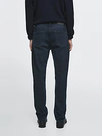 Slim fit denim-effect trousers