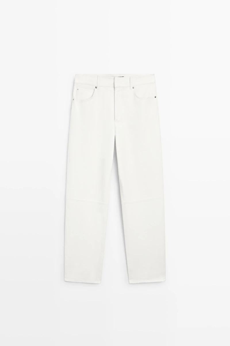 Straight-leg leather pants