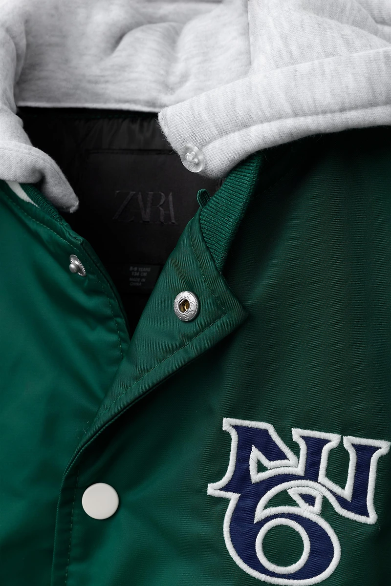 BOMBER JACKET WITH REMOVABLE TEXT HOODIE