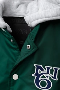 BOMBER JACKET WITH REMOVABLE TEXT HOODIE