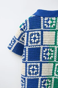 MOSAIC CROCHET KNIT SHIRT