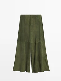 Pantalon large en cuir finition daim - STUDIO