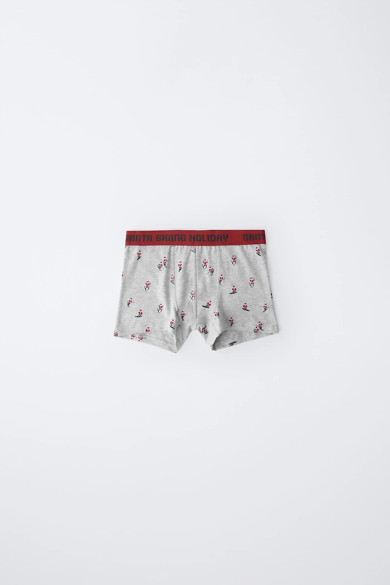 AGES 6-14 / THREE-PACK OF SANTA AND SNOWMAN BOXERS