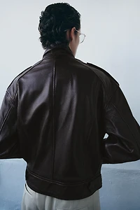 100% LEATHER BOMBER JACKET ZW COLLECTION LIMITED EDITION