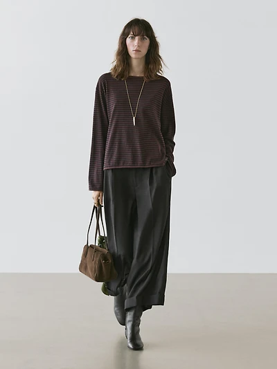 Pull en maille rayée coton mélangée