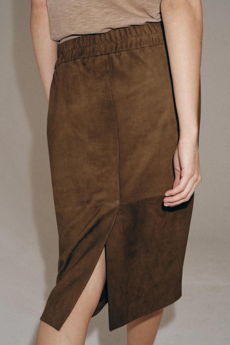 JUPE EN CUIR DAIM ZW COLLECTION ÉDITION LIMITÉE