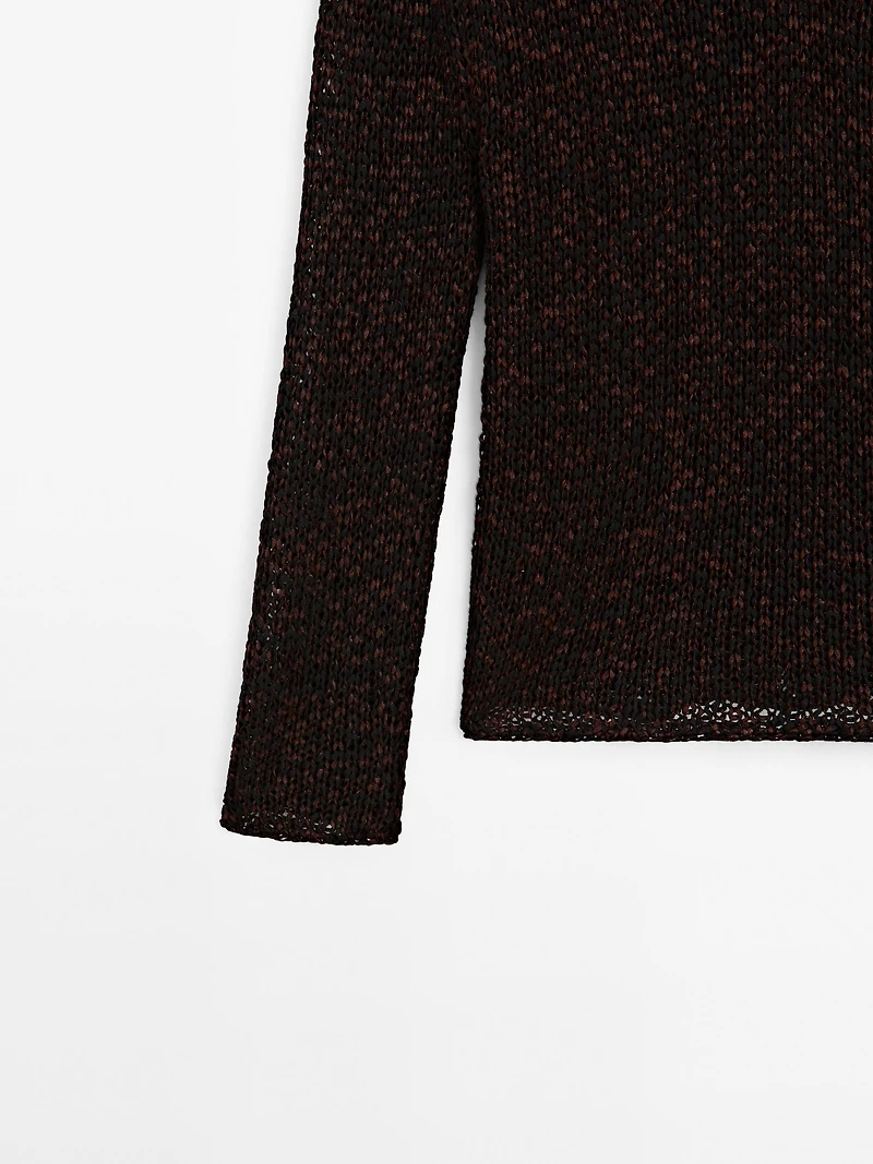 Mouliné cotton blend knit sweater