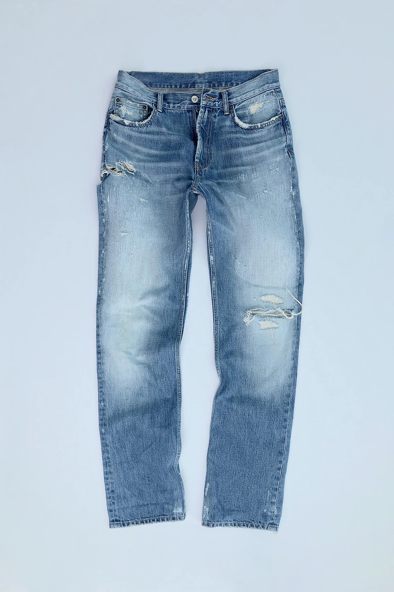 TRF MID-RISE STRAIGHT RIPPED JEANS