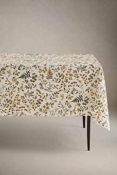 RESIN-COATED COTTON TABLECLOTH WITH LEAVES