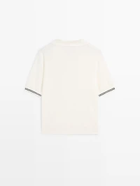 Knit polo shirt with sleeve detail