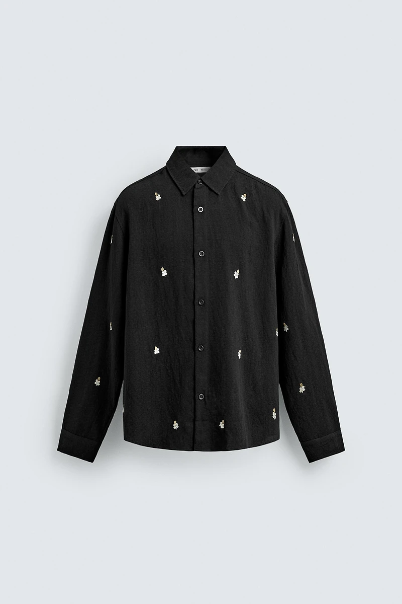 EMBROIDERED FLOWY SHIRT