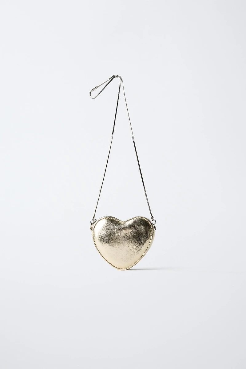 METALLIC HEART CROSSBODY BAG