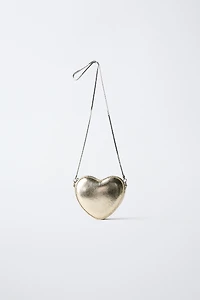 METALLIC HEART CROSSBODY BAG
