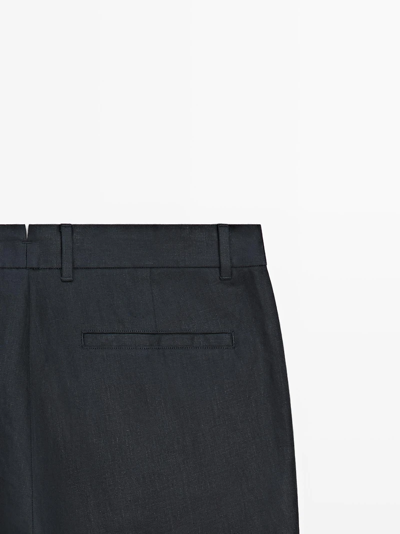 Pantalon tapered 100 % lin