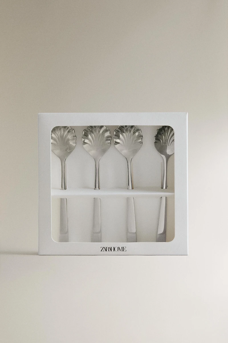 SHELL STEEL DESSERT SPOONS (PACK OF 4)