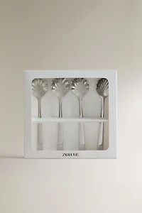 SHELL STEEL DESSERT SPOONS (PACK OF 4)