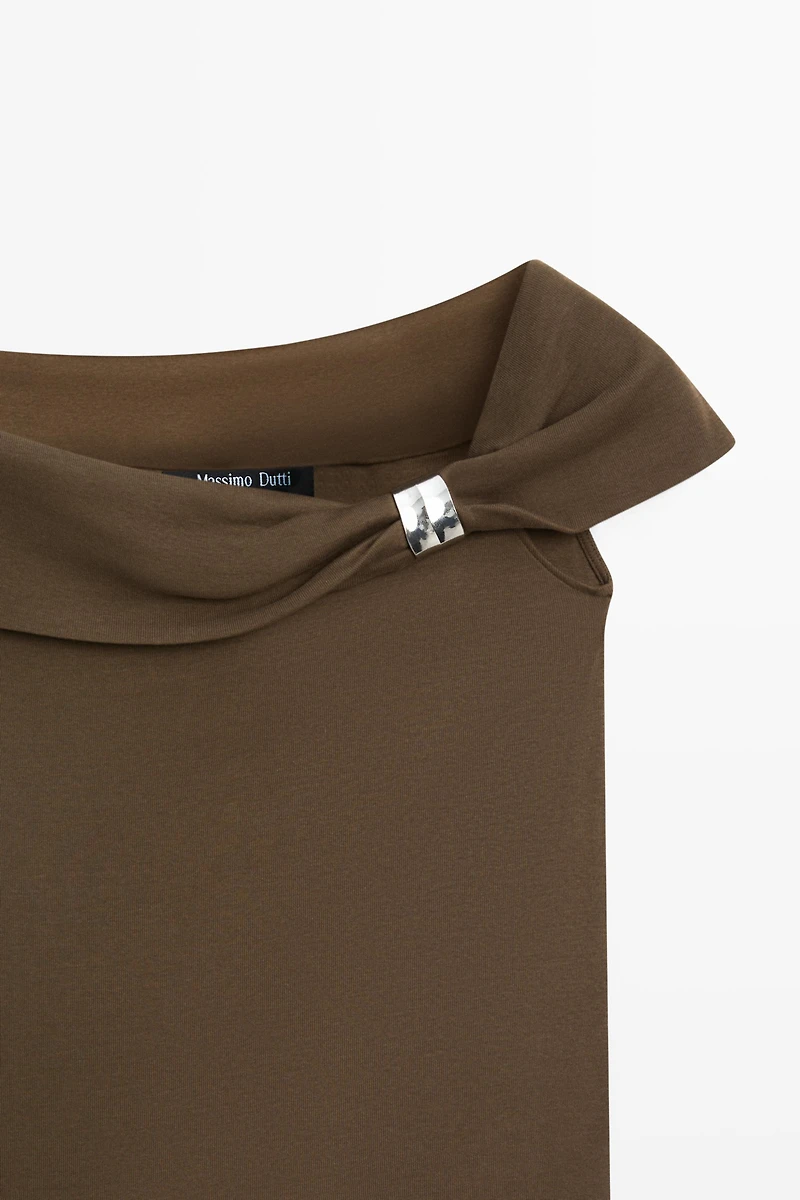 Off-the-shoulder top with jewel detail