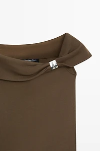 Off-the-shoulder top with jewel detail
