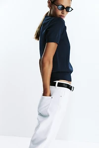 TOP POLO EN MAILLE À MANCHES COURTES