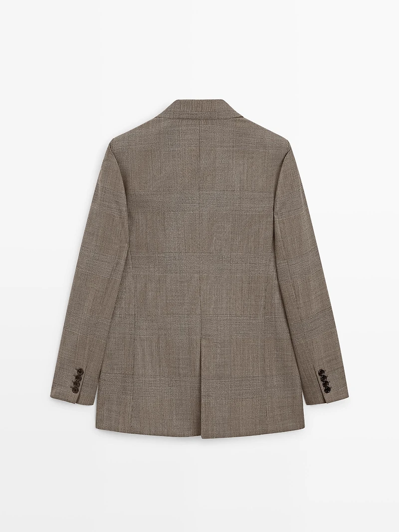 Check wool suit blazer