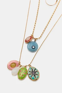 PACK OF 3 CHAIN NECKLACES WITH CHARMS AND STONES