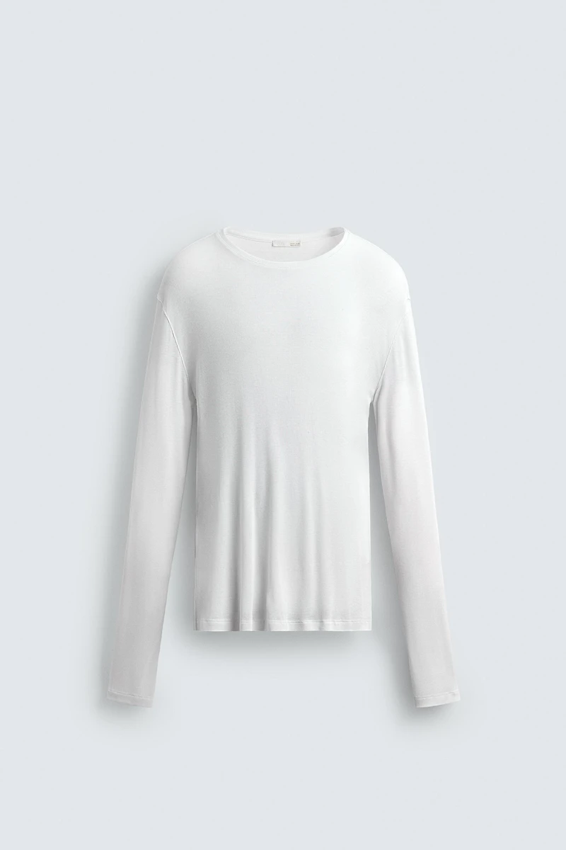 VISCOSE TEXTURED LONG SLEEVE T-SHIRT