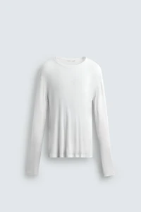 VISCOSE TEXTURED LONG SLEEVE T-SHIRT