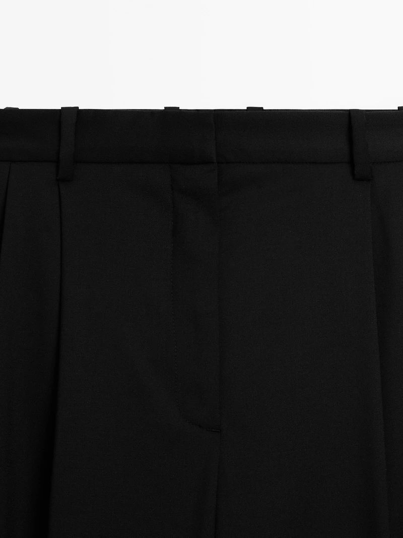 100% extra fine wool pleated trousers