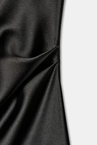 LONG SATIN EFFECT TOP WITH FRINGING