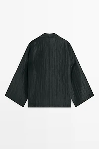 Textured linen blend V-neck kimono