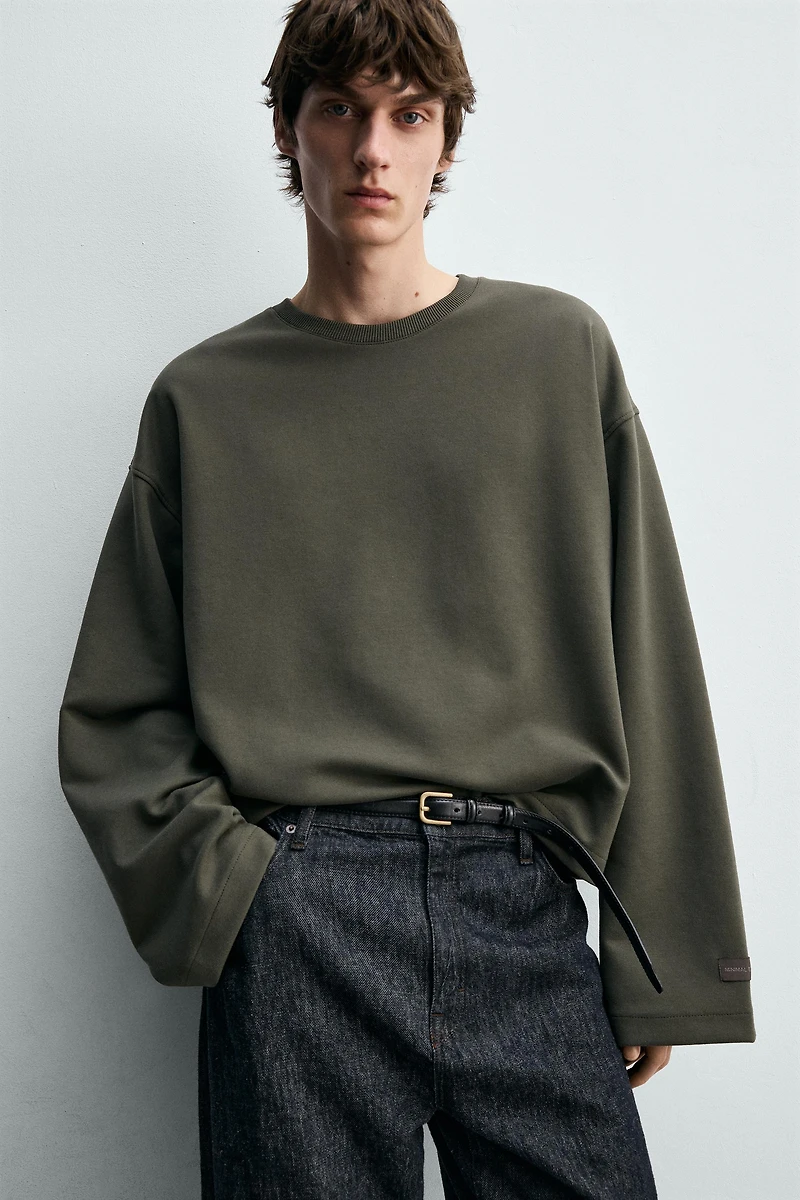 INTERLOCK CROPPED FIT SWEATSHIRT