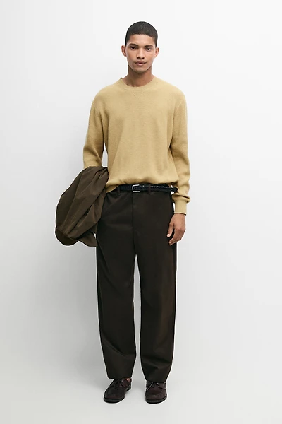Cotton blend ribbed knit sweater