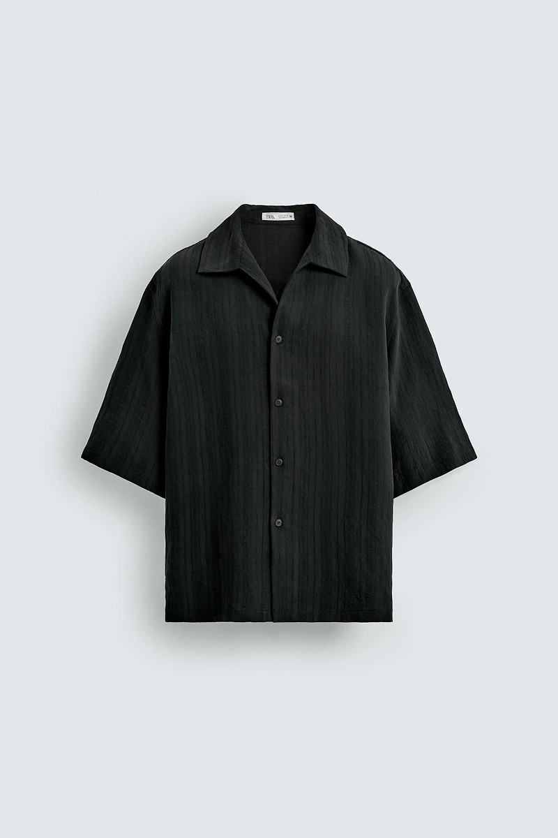 STRIPED JACQUARD BOXY FIT SHIRT