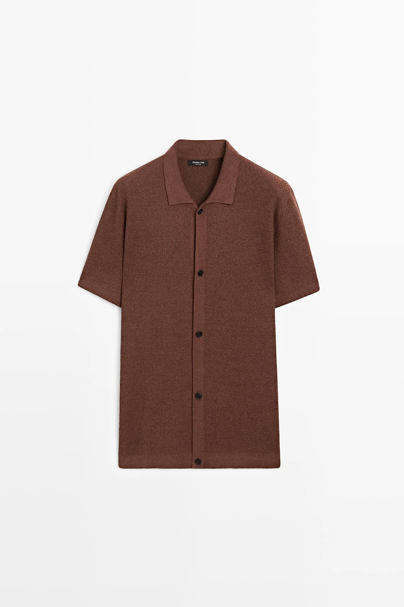 Polo en maille de lin à col chemise
