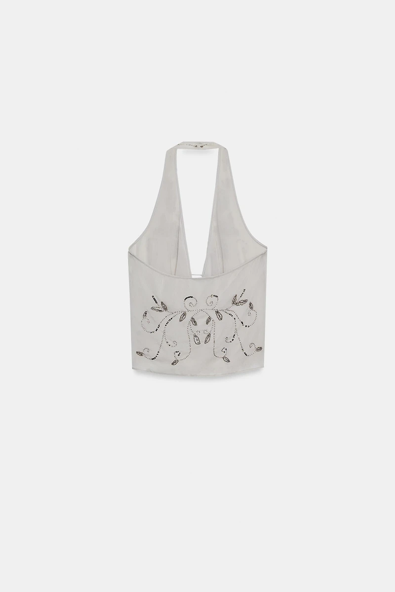 BEADED HALTER TOP
