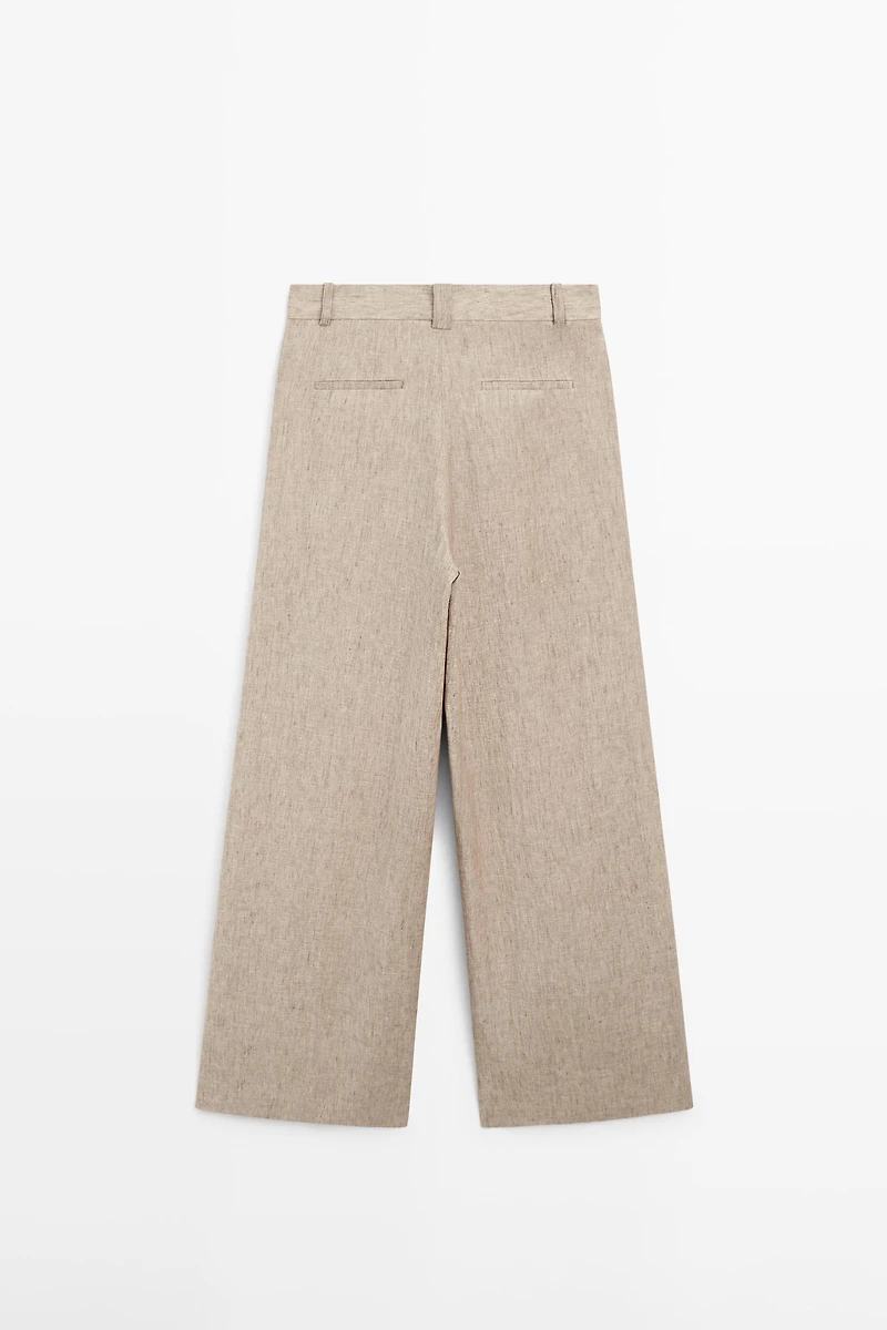 Linen melange trousers with pleated details