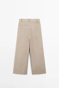 Linen melange trousers with pleated details