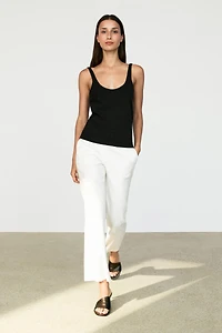 Linen kick flare fit pants
