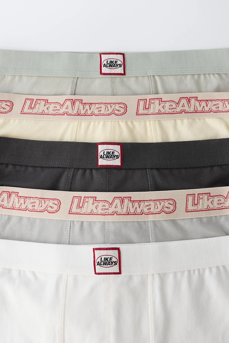 6-14 ANS / LOT DE CINQ BOXERS À ÉTIQUETTE