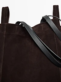 Split suede leather shopper bag