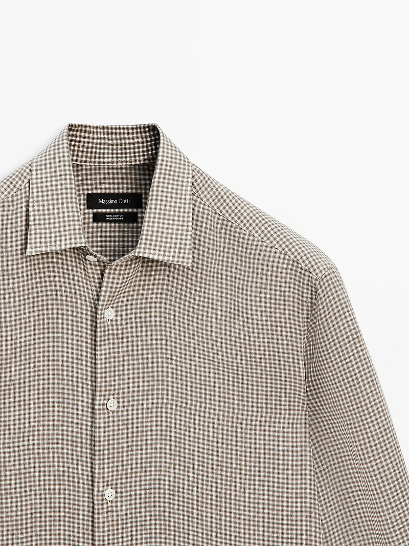 Chemise regular fit à carreaux 100 % lin
