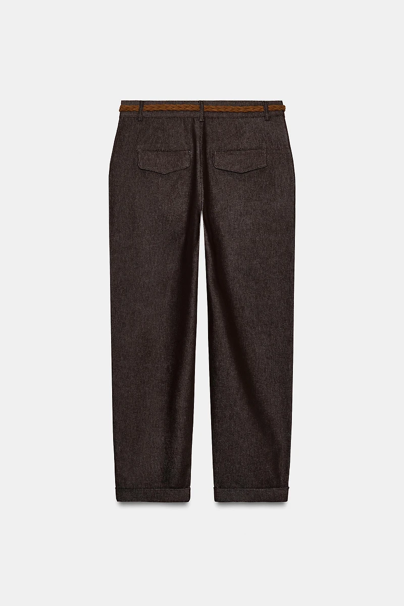 BRAIDED BELT CHINO PANTS