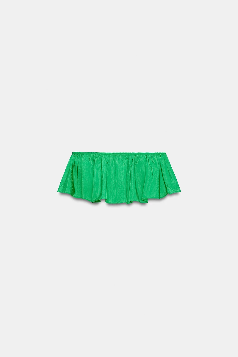 TOP BANDEAU EN TAFFETAS À VOLANT