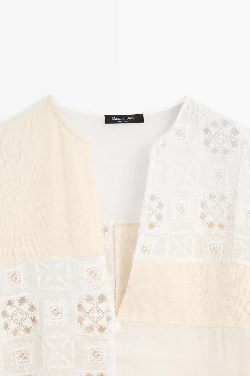 Flowing embroidered kaftan dress