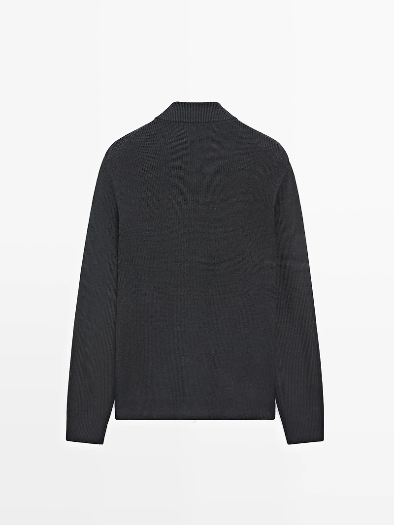 Wool and suede leather blend bomber jacket