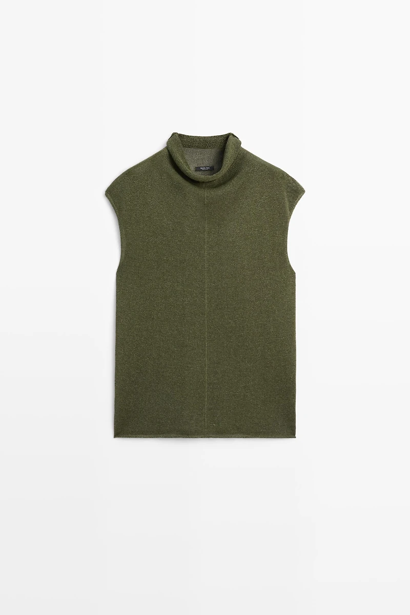 Draped high neck knit top